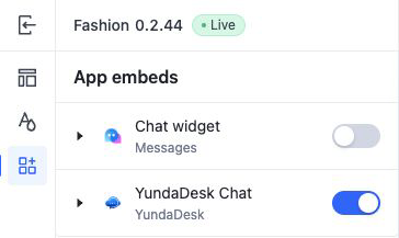 App embeds with YundaDesk Chat enabled